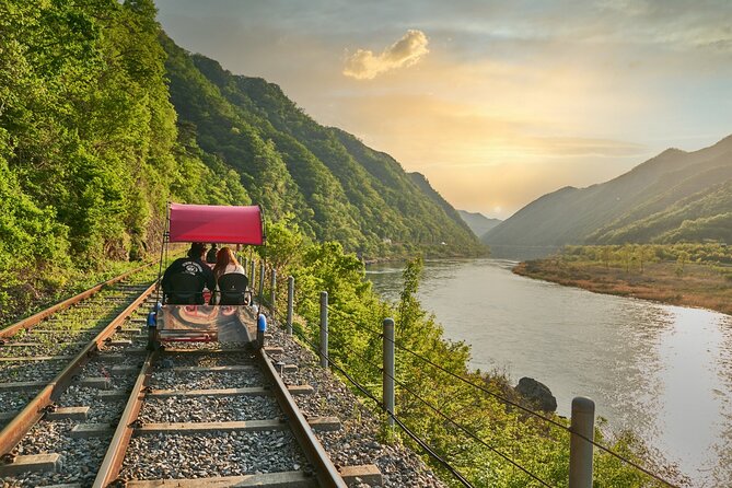 Eobi Valley(Winter), Strawberry, Nami Island & Railbike fr Seoul - Pedaling the old track at Gangchon Rail Park