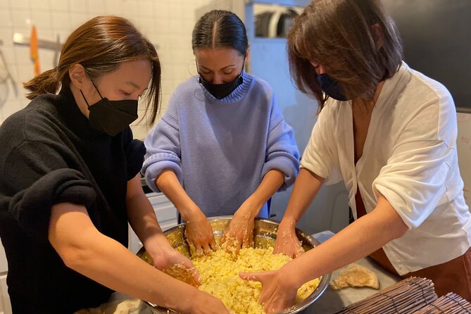 Learn and Make Your Very Own Craft Makgeolli - Mixing rice, nuruk, and the fermentation base
