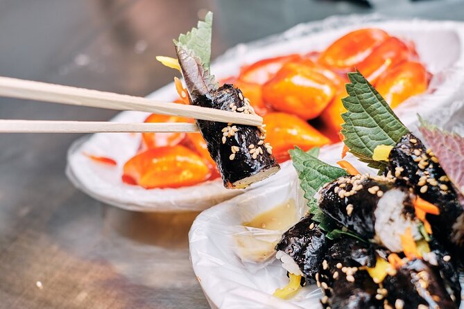 Private Downtown Seoul Food & Market Tour with 8+ Tastings - Mung bean pancakes and sweet onions