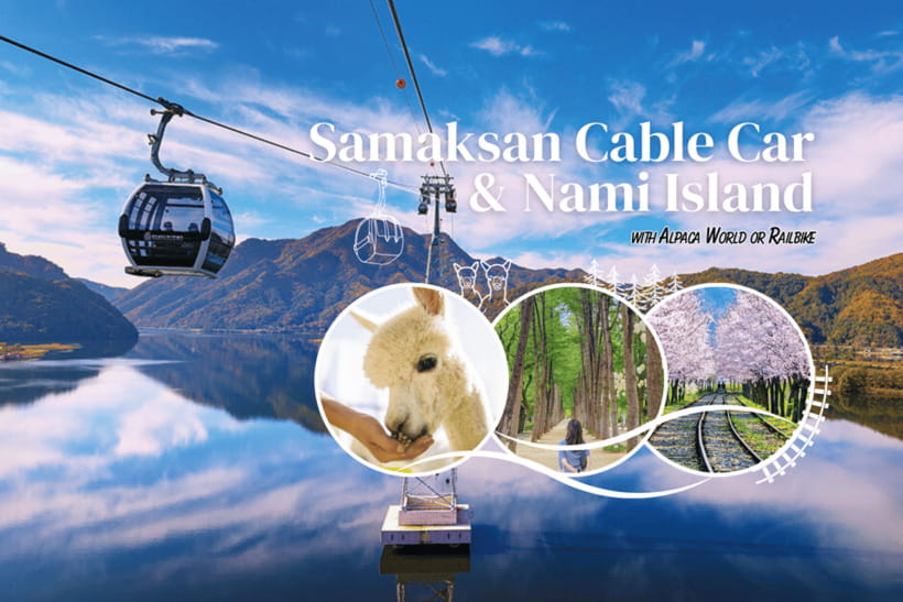 Seoul: Samaksan Cable Car & Nami with Alpaca World/Railbike - Riding above Uiam Lake on the Samaksan Cable Car